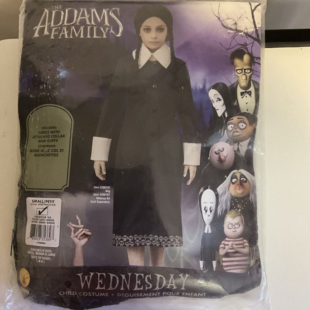 The Adams Family Wednesday Costume Child Small/Petit 4-6, including Wig